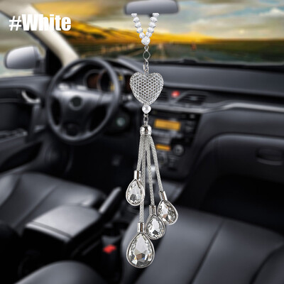 Bling automobilio pakabukas krištolinis rutulys ir lašai automobilio pakabukai galinio vaizdo veidrodžio apdaila Automobilio papuošalai kabanti vidinė pakaba