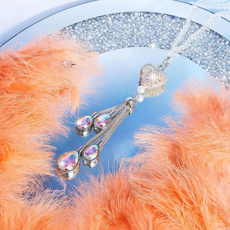 Bling automobilio pakabukas krištolinis rutulys ir lašai automobilio pakabukai galinio vaizdo veidrodžio apdaila Automobilio papuošalai kabanti vidinė pakaba