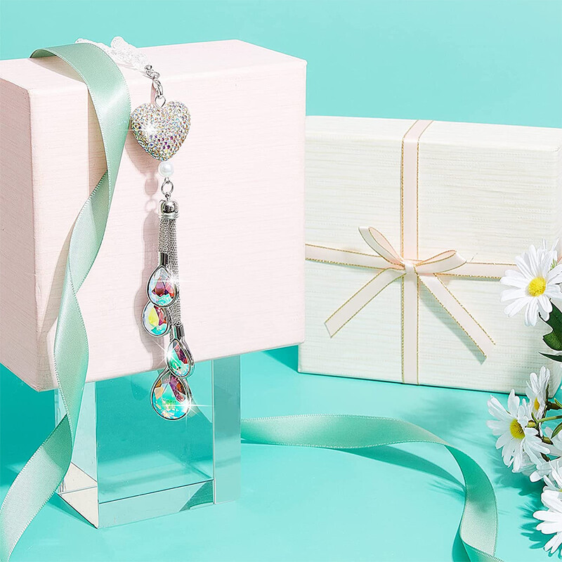 Bling automobilio pakabukas krištolinis rutulys ir lašai automobilio pakabukai galinio vaizdo veidrodžio apdaila Automobilio papuošalai kabanti vidinė pakaba