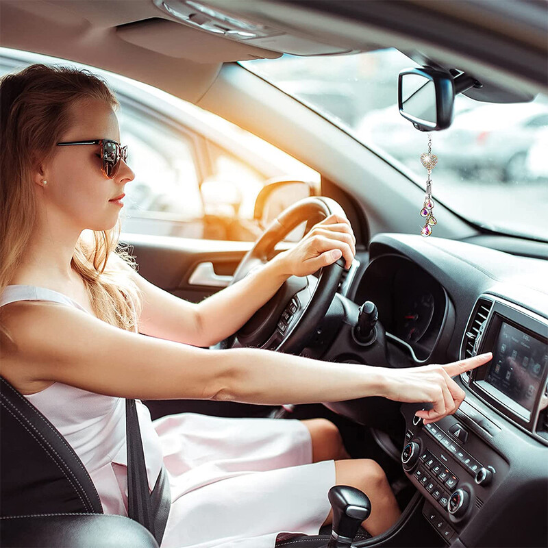 Bling automobilio pakabukas krištolinis rutulys ir lašai automobilio pakabukai galinio vaizdo veidrodžio apdaila Automobilio papuošalai kabanti vidinė pakaba