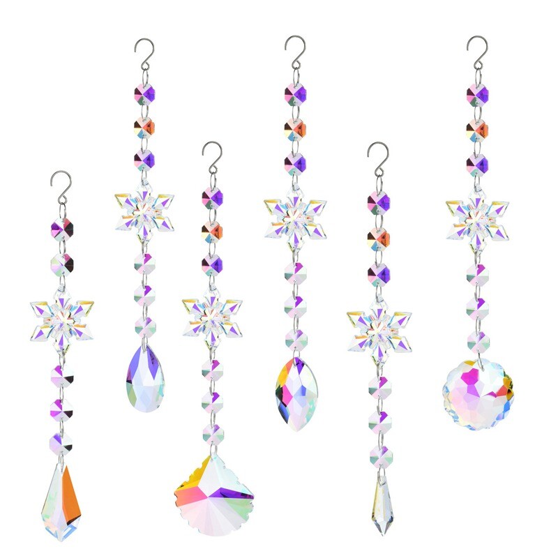 Decorare pandantiv pentru mașină Ornamente de Crăciun pandantiv cu fulgi de zăpadă din cristal transparent