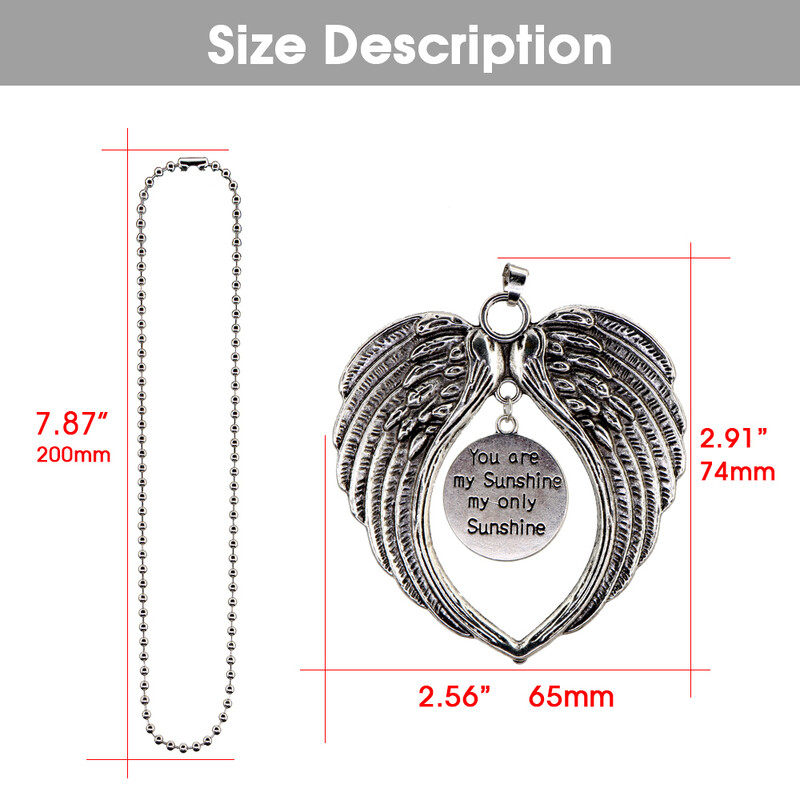 Tu esi mana saulīte smaidoša sirds Eņģeļa spārns Atpakaļskata Spoguļa Dekorācija Piekarināmi Auto Kulonu Rotājumi Auto Piederumi