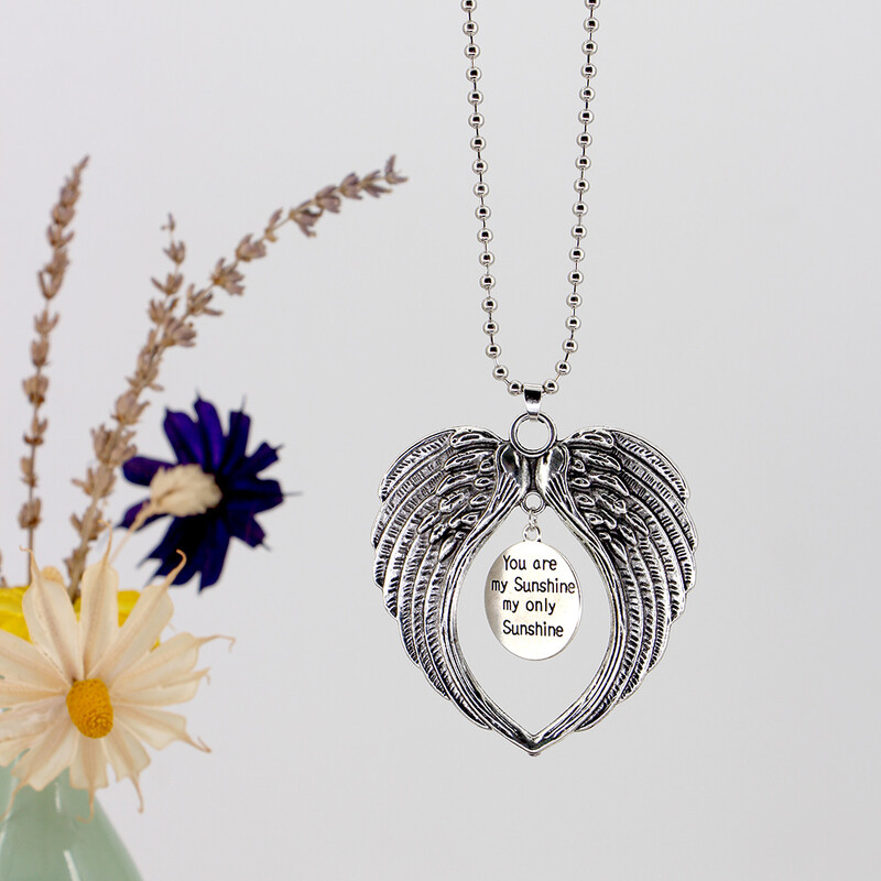 Tu esi mana saulīte smaidoša sirds Eņģeļa spārns Atpakaļskata Spoguļa Dekorācija Piekarināmi Auto Kulonu Rotājumi Auto Piederumi