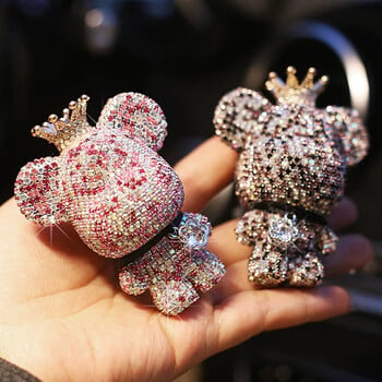 Cartoon Diamond Crystal Bow Bear Κρεμαστό Κρεμαστό Καθρέφτη Κρεμαστά στολίδια Bling Εσωτερική διακόσμηση αυτοκινήτου Ανδρικά/γυναικεία αξεσουάρ