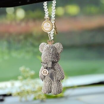 Cartoon Diamond Crystal Bow Bear Κρεμαστό Κρεμαστό Καθρέφτη Κρεμαστά στολίδια Bling Εσωτερική διακόσμηση αυτοκινήτου Ανδρικά/γυναικεία αξεσουάρ