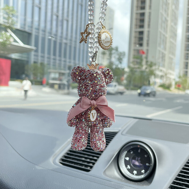 Karikatūra Dimanta kristāla priekšgala lācis auto kulons spogulis piekārtiem rotājumi Bling automašīnas interjera dekorēšana vīriešu/sieviešu aksesuāri