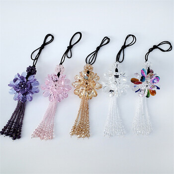 Crystal Sun Flower Tassel Craft Κρεμαστό Κρεμαστό Πέταλα Αυτοκινήτου Κρεμαστό Στολίδι Αυτόματος Καθρέφτης Πίσω όψη Διακόσμηση αυτοκινήτου Αξεσουάρ στυλ αυτοκινήτου Γυναικεία