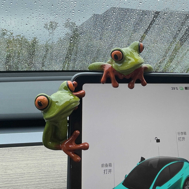 Automobilių papuošalai Centrinės konsolės Kompiuterio ekranas Gulėjimas Varlės modelis Maži papuošalai Kūrybingi Juokingi varlė Automobilio interjero papuošalai