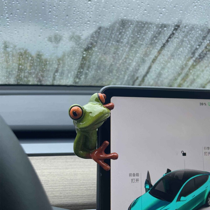 Automobilių papuošalai Centrinės konsolės Kompiuterio ekranas Gulėjimas Varlės modelis Maži papuošalai Kūrybingi Juokingi varlė Automobilio interjero papuošalai