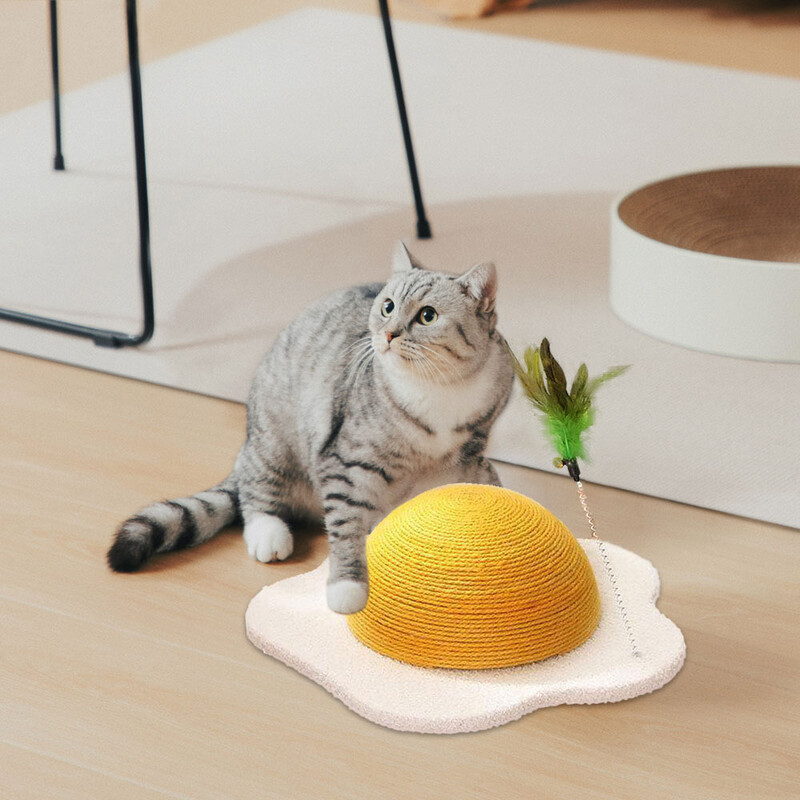 Egg Scart pentru pisici Egg Series Pisică Sisal Scratcher Jucărie Pisică Tijă Jucărie Gălbenuș de ou