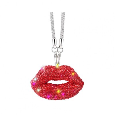 Pandantiv cu oglindă retrovizoare pentru mașină, ușor de agățat, strasuri strălucitoare în formă de buză, brelocuri pentru oglinda retrovizoare pentru mașină, ornament pentru agățat