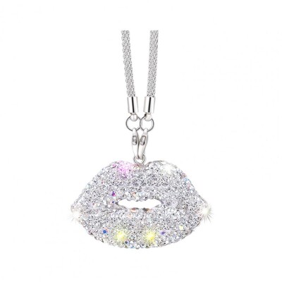 Pandantiv cu oglindă retrovizoare pentru mașină, ușor de agățat, strasuri strălucitoare în formă de buză, brelocuri pentru oglinda retrovizoare pentru mașină, ornament pentru agățat