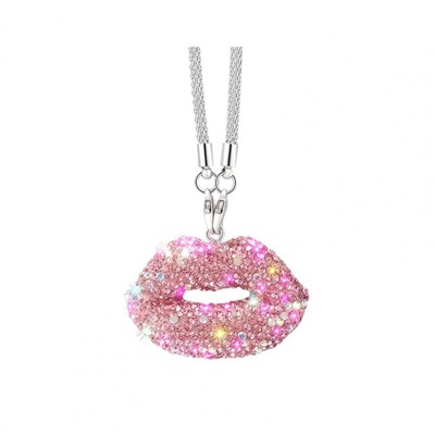 Pandantiv cu oglindă retrovizoare pentru mașină, ușor de agățat, strasuri strălucitoare în formă de buză, brelocuri pentru oglinda retrovizoare pentru mașină, ornament pentru agățat