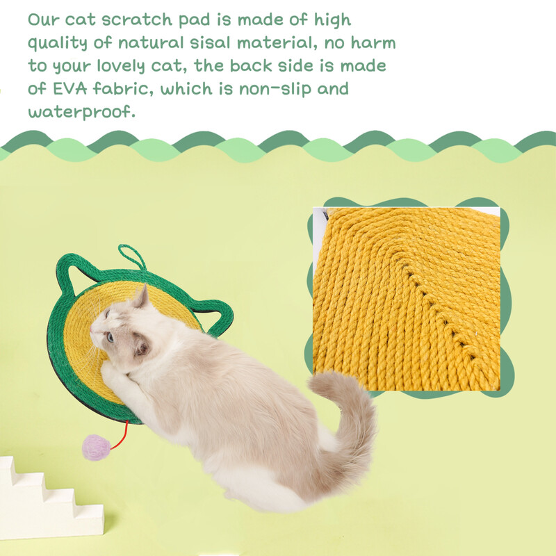 Covoraș pentru zgâriat pisici, Covoraș pentru zgâriat pisici din sisal natural, Covor pentru zgâriat orizontal pentru podea pentru pisici, protejează covoare și canapele 33*30cm