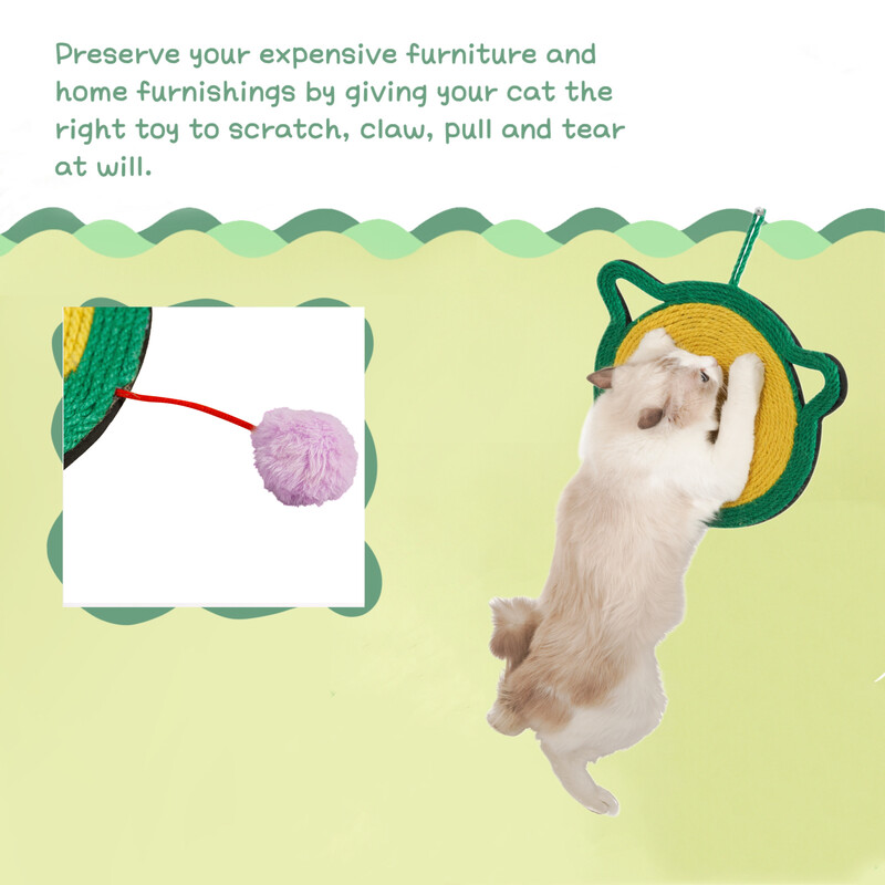 Covoraș pentru zgâriat pisici, Covoraș pentru zgâriat pisici din sisal natural, Covor pentru zgâriat orizontal pentru podea pentru pisici, protejează covoare și canapele 33*30cm