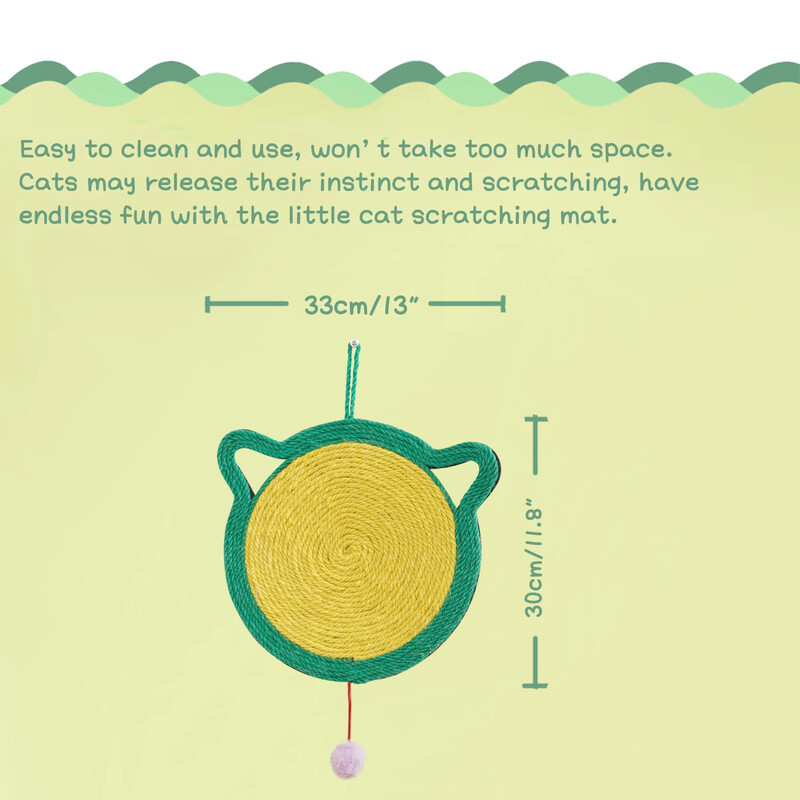 Covoraș pentru zgâriat pisici, Covoraș pentru zgâriat pisici din sisal natural, Covor pentru zgâriat orizontal pentru podea pentru pisici, protejează covoare și canapele 33*30cm