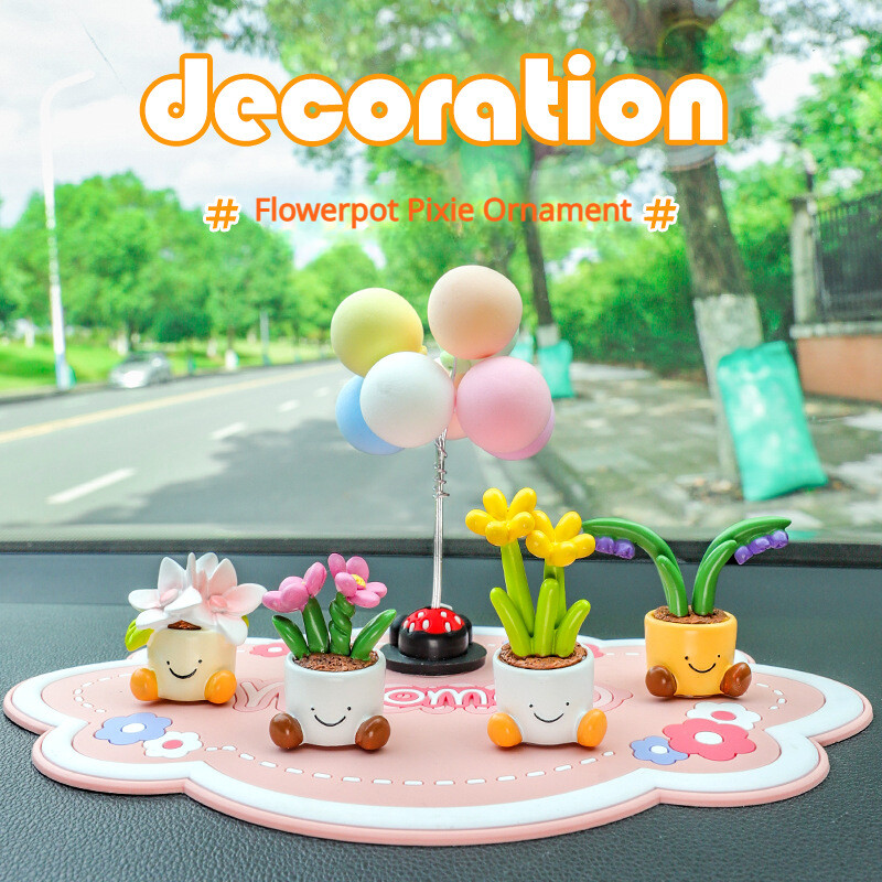 Ghiveci de flori drăguț Elf Interior mașină Consolă centrală Decorare din rășină Ornamente de birou Accesorii de decorare mașini Decor auto