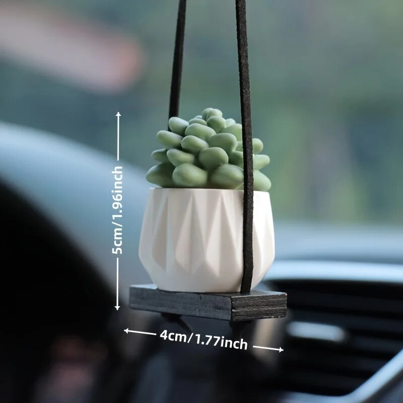 Mini umeraș pentru plante macrame Oglindă retrovizoare mașină cactus farmec Decorații Boho agățat suport pentru plante, cadouri suculente pentru mașină minuscul pentru