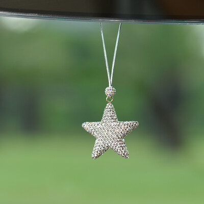 Pandantiv pentru mașină cu stea cu cinci colțuri cu diamante creative, oglindă retrovizoare cu desene animate drăguțe, încrustate cu strasuri, accesorii pentru mașini, pandantiv