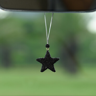 Pandantiv pentru mașină cu stea cu cinci colțuri cu diamante creative, oglindă retrovizoare cu desene animate drăguțe, încrustate cu strasuri, accesorii pentru mașini, pandantiv