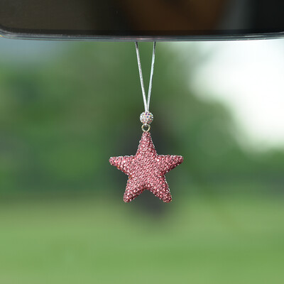 Pandantiv pentru mașină cu stea cu cinci colțuri cu diamante creative, oglindă retrovizoare cu desene animate drăguțe, încrustate cu strasuri, accesorii pentru mașini, pandantiv