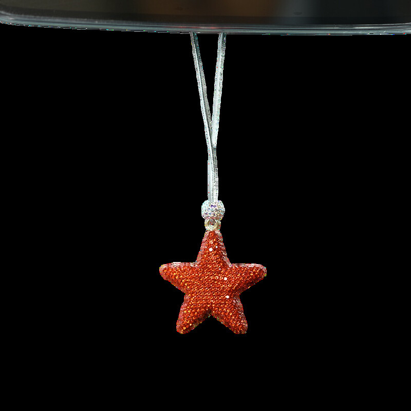 Pandantiv pentru mașină cu stea cu cinci colțuri cu diamante creative, oglindă retrovizoare cu desene animate drăguțe, încrustate cu strasuri, accesorii pentru mașini, pandantiv