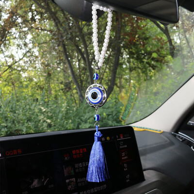Kristály Bojtok Kék Szemek Autókiegészítők Demon-Eye Auto Visszapillantó Tükör Medál Autó Dekoráció Halloween Ajándékok Talizmánok Férfinak