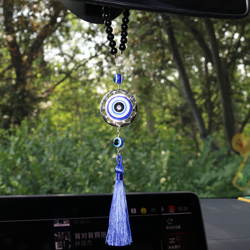 Ciucuri de cristal Ochi albaștri Accesorii pentru mașină Ochi de demon Oglindă retrovizoare auto pandantiv Decorare mașină Cadouri de Halloween Talisman pentru bărbat