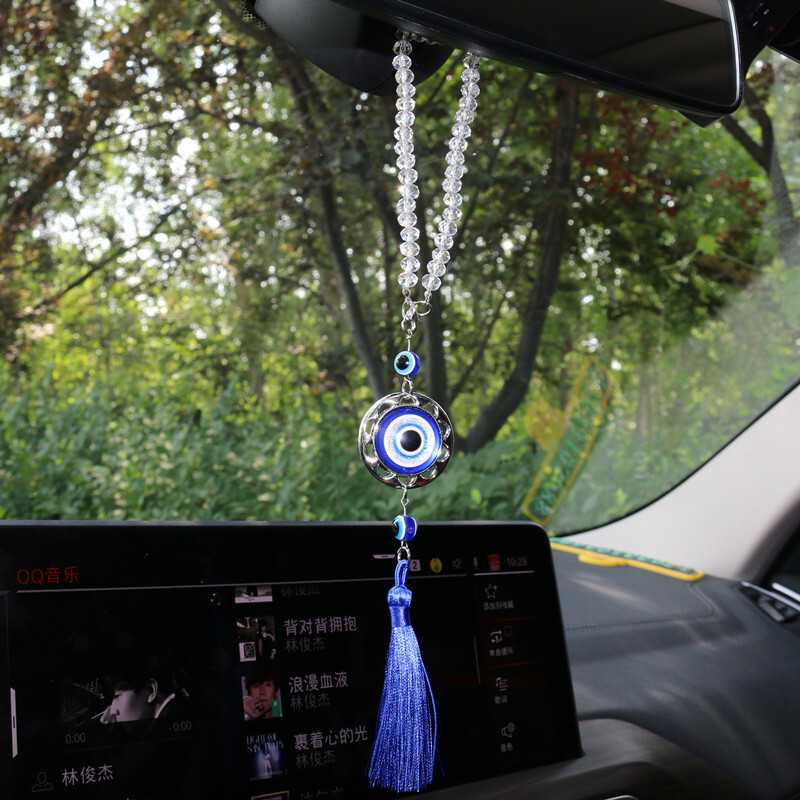 Ciucuri de cristal Ochi albaștri Accesorii pentru mașină Ochi de demon Oglindă retrovizoare auto pandantiv Decorare mașină Cadouri de Halloween Talisman pentru bărbat