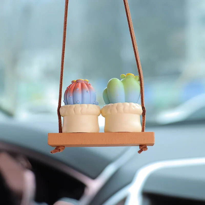 Cactus colorat Oglinda retrovizoare pentru mașină pandantiv Accesorii pentru decorarea interioară a mașinii Decorarea mașinii Cadou de aniversare Accesorii pentru cuplu