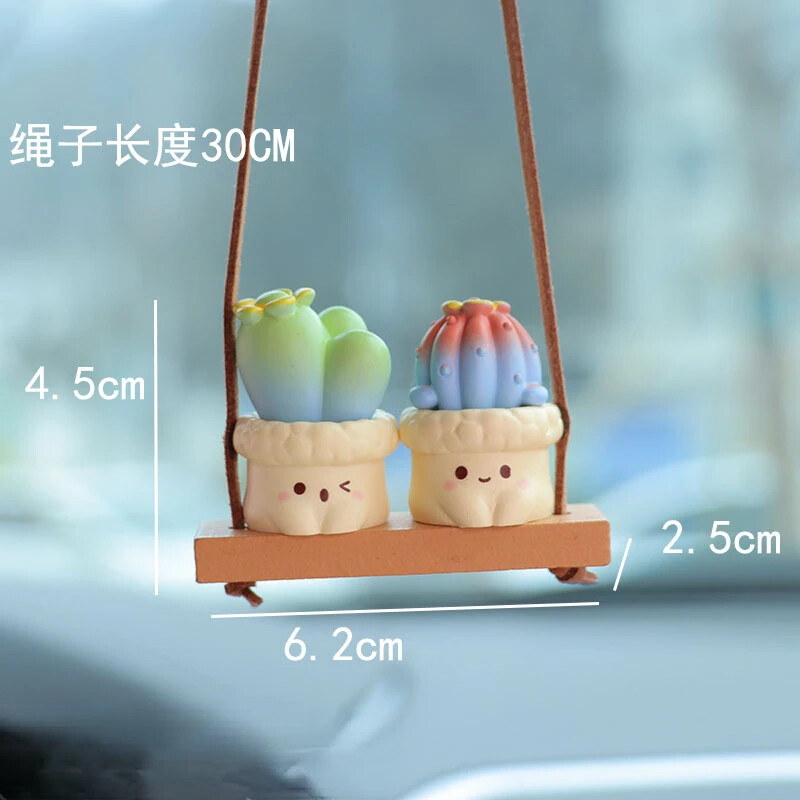 Cactus colorat Oglinda retrovizoare pentru mașină pandantiv Accesorii pentru decorarea interioară a mașinii Decorarea mașinii Cadou de aniversare Accesorii pentru cuplu
