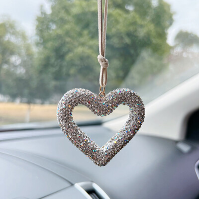 Kūrybingas naujas deimantais inkrustuotas meilės automobilių aksesuarai madingi automobilių salono aksesuarai galinio vaizdo veidrodžių dekoravimo dekoro dekoras