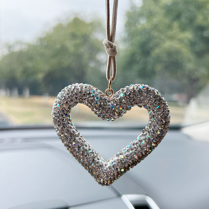 Kūrybingas naujas deimantais inkrustuotas meilės automobilių aksesuarai madingi automobilių salono aksesuarai galinio vaizdo veidrodžių dekoravimo dekoro dekoras