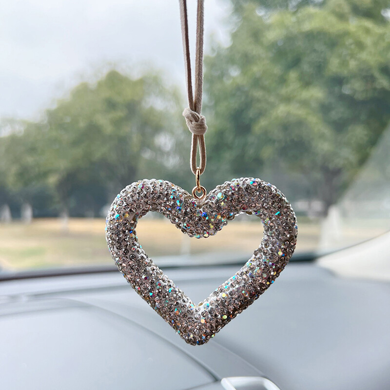 Kūrybingas naujas deimantais inkrustuotas meilės automobilių aksesuarai madingi automobilių salono aksesuarai galinio vaizdo veidrodžių dekoravimo dekoro dekoras