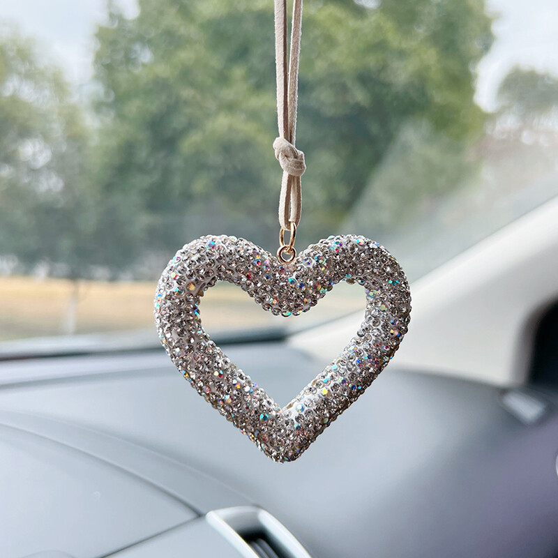 Kūrybingas naujas deimantais inkrustuotas meilės automobilių aksesuarai madingi automobilių salono aksesuarai galinio vaizdo veidrodžių dekoravimo dekoro dekoras