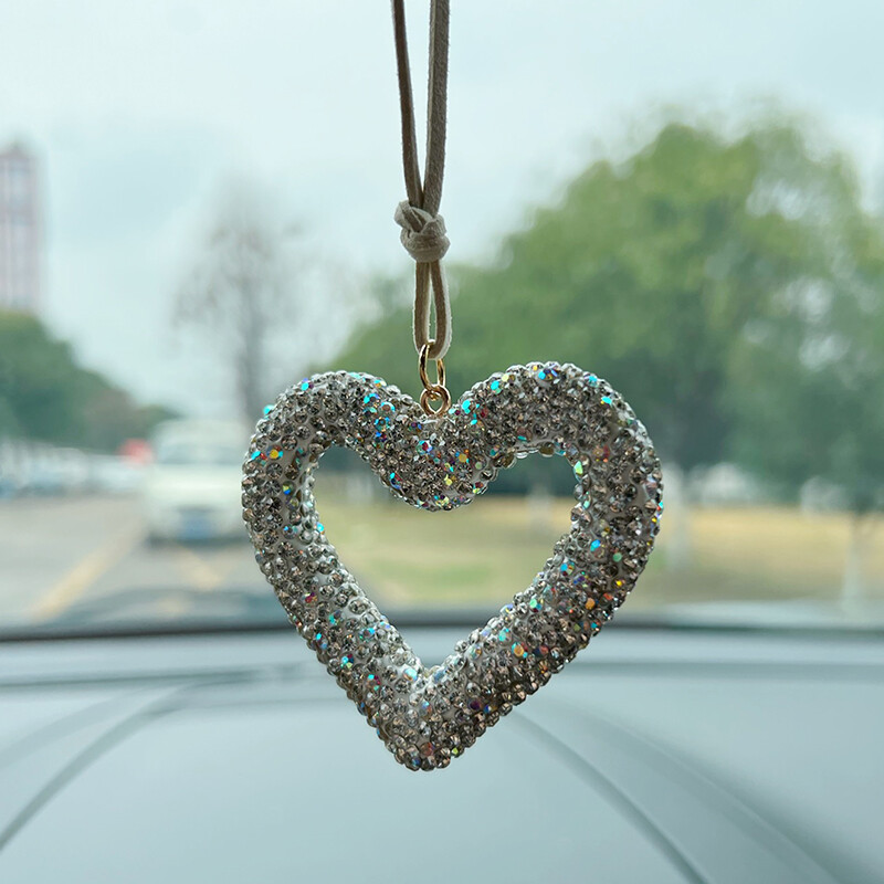 Kūrybingas naujas deimantais inkrustuotas meilės automobilių aksesuarai madingi automobilių salono aksesuarai galinio vaizdo veidrodžių dekoravimo dekoro dekoras