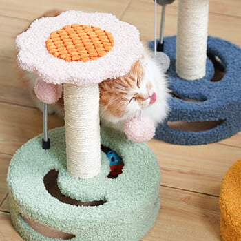 Cat Scratching Post 4-σε-1 Cat Tree Tower Flower Cat Activity Tree with Spring Toy Balls Διαδραστικό παιχνίδι γάτας για γάτες εσωτερικού χώρου