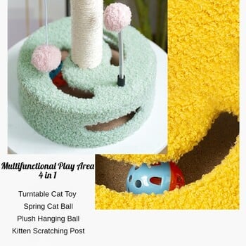 Cat Scratching Post 4-σε-1 Cat Tree Tower Flower Cat Activity Tree with Spring Toy Balls Διαδραστικό παιχνίδι γάτας για γάτες εσωτερικού χώρου