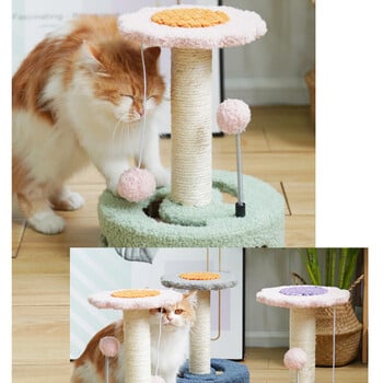 Cat Scratching Post 4-σε-1 Cat Tree Tower Flower Cat Activity Tree with Spring Toy Balls Διαδραστικό παιχνίδι γάτας για γάτες εσωτερικού χώρου