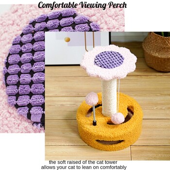 Cat Scratching Post 4-σε-1 Cat Tree Tower Flower Cat Activity Tree with Spring Toy Balls Διαδραστικό παιχνίδι γάτας για γάτες εσωτερικού χώρου