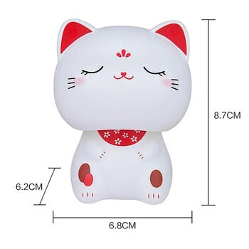 Захранван от слънчева енергия Maneki Neko Lucky Cat Car Interior Decor Cute Swinging Noding For Home Office Desktop Car Desktop Кукла