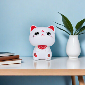 Захранван от слънчева енергия Maneki Neko Lucky Cat Car Interior Decor Cute Swinging Noding For Home Office Desktop Car Desktop Кукла