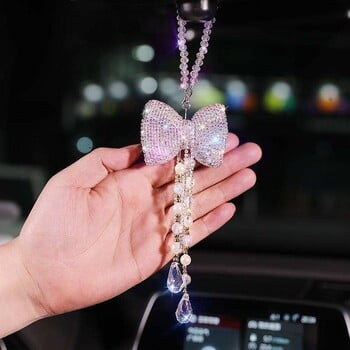 Bling Car Interior Glam Decoration Charm Rhinestone Vising Auto Pendant Lucky Hanging Ornament Автоаксесоари за жени