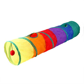 Cat Rainbow Tunnels Tunels Цветна сгъваема бормашина Tunnel Interactive Cat Toy Палатка за игра Зоотовары Аксесоари за котки