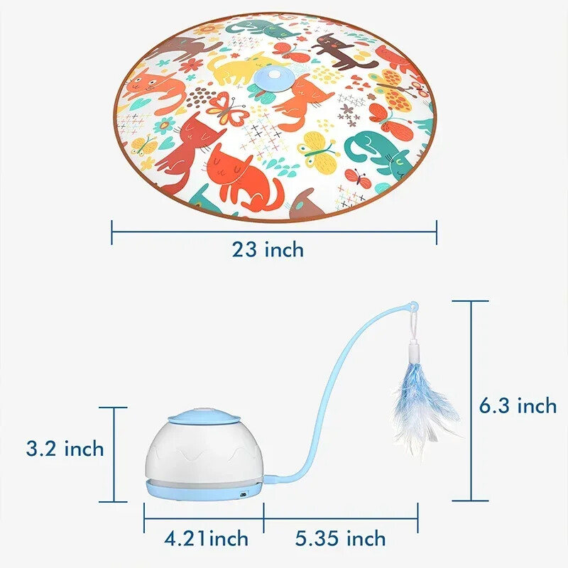 Elektrinis katės žaislas, USB įkraunamas 360, besisukantis interaktyvus galvosūkis, išmanus naminiams gyvūnėliams skirtas daiktas, erzinantis kačių plunksnas, kačių reikmenys