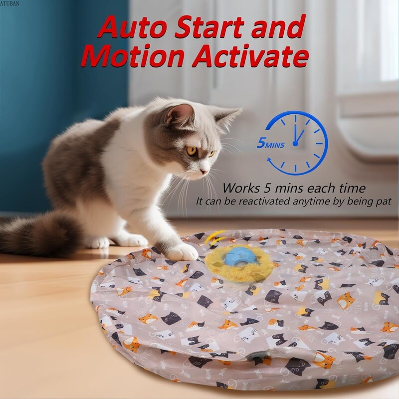 ATUBAN elektriskās rotaļlietas kaķiem, paslēpes kaķēnu rotaļlieta, kustība aktivizējama interaktīva kaķu rotaļlieta, slēpta pārsega vingrošanas rotaļlieta iekštelpu kaķiem