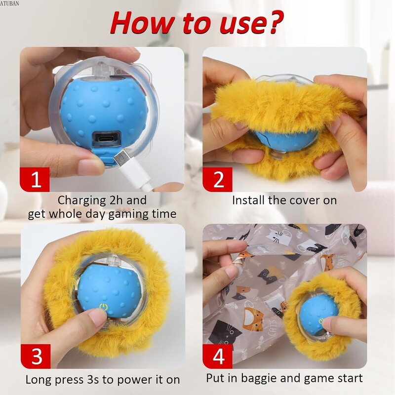 ATUBAN elektriskās rotaļlietas kaķiem, paslēpes kaķēnu rotaļlieta, kustība aktivizējama interaktīva kaķu rotaļlieta, slēpta pārsega vingrošanas rotaļlieta iekštelpu kaķiem