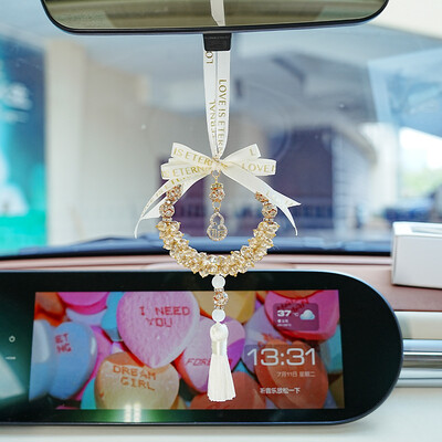 Pandantiv masina noua masina din titaca de cristal cu pandantiv decorativ plasa rosie creativa masina oglinda retrovizoare masina agatata