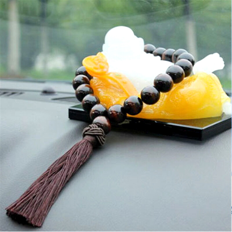 Mediniai Budos karoliukai Automobilio galinio vaizdo veidrodėlis pakabinamas pakabukas vidaus apdaila Ornamentas Automobilio pavarų pakabukas Priedai