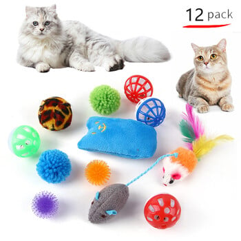 DualPet Kitten Toys Variety Cat Toy Combination Set Cat Toy Funny Cat Stick Sisal Mouse Bell Ball Cat Supplies Комплект от 20 части